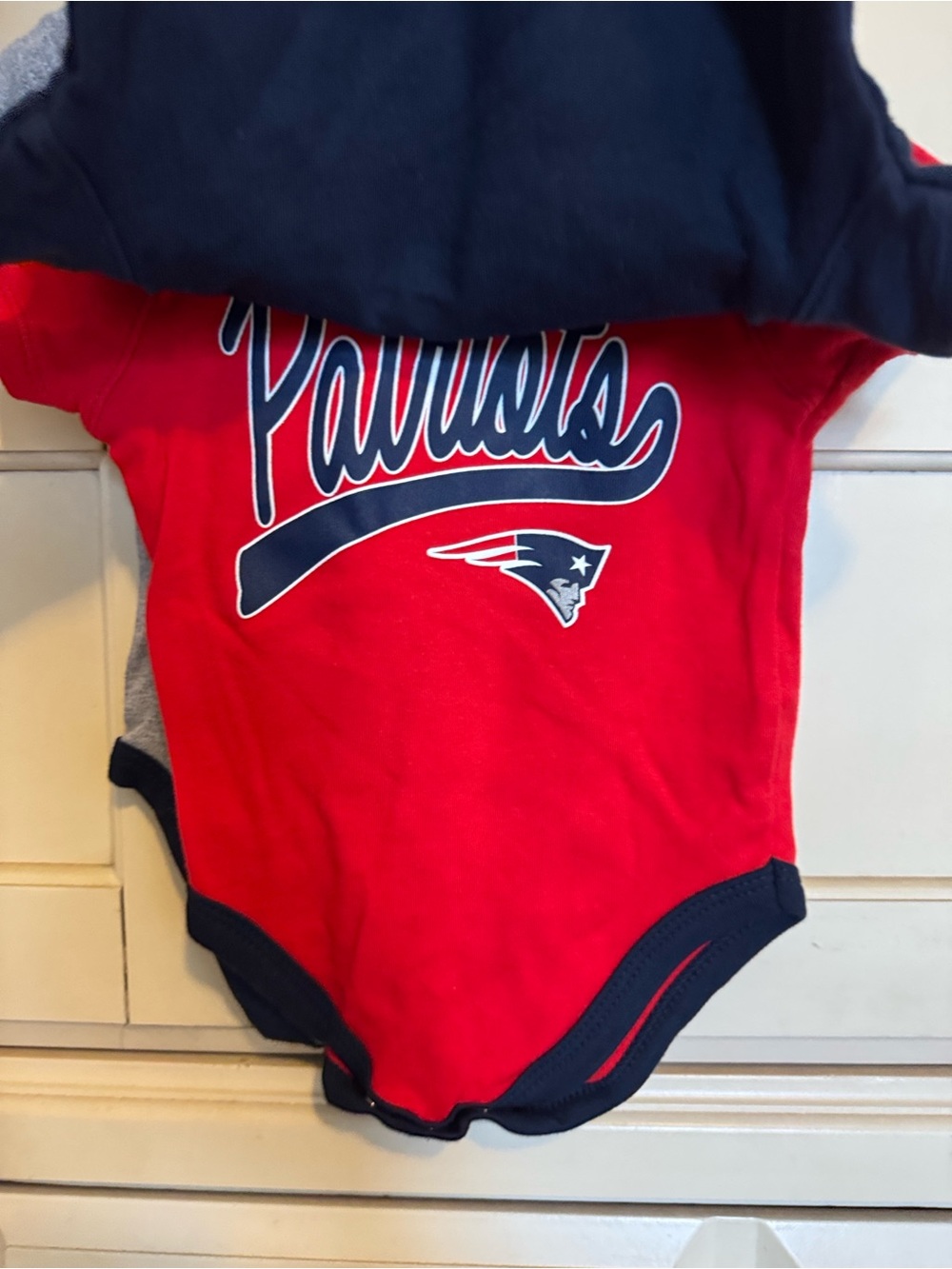 NFL Patriots Red and Navy Baby One-Piece Bodysuit